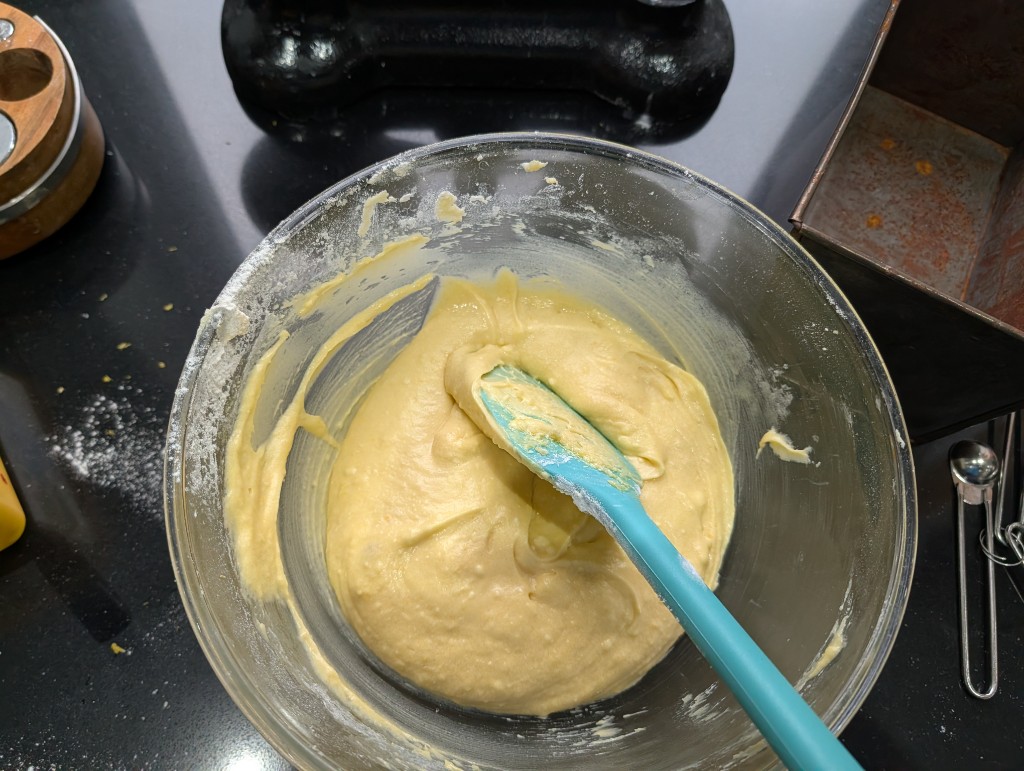 Batter mixed and ready for the tin