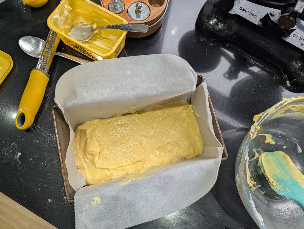 Batter in the tin, ready for the oven